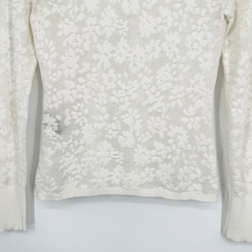 Rag & Bone Perry Lace Top Long Sleeve Semi Sheer Floral Jacquard Sweater White - Picture 13 of 16